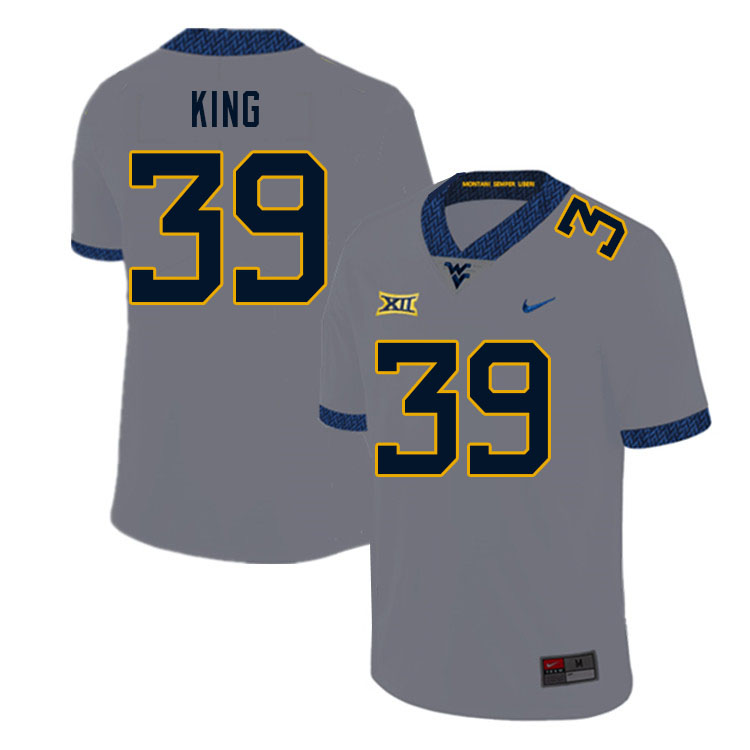 Men #39 Danny King West Virginia Mountaineers College Football Jerseys Sale-Gray